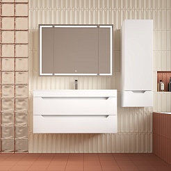 Style Line Тумба под раковину Остин 100 подвесная белая матовая – фотография-3